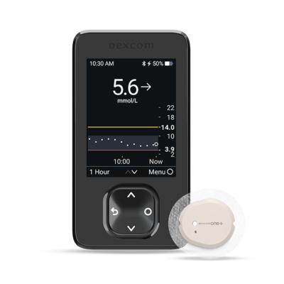 Приймач Dexcom ONE+ з показником глюкози в ммоль/л та сенсор